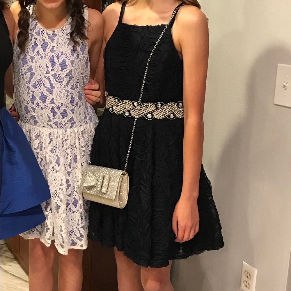 Navy blue homecoming dress.